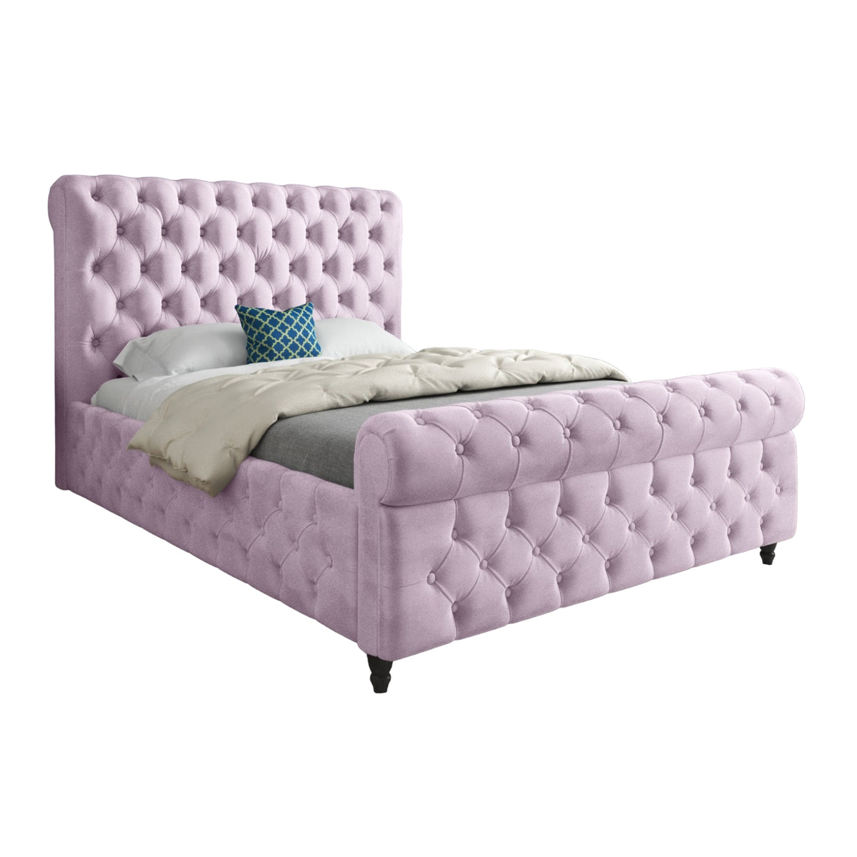 Nestling Sleigh Upholstered Soft Velvet Designer Bed Frame