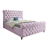 Nestling Sleigh Upholstered Soft Velvet Designer Bed Frame