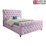 Nestling Sleigh Upholstered Soft Velvet Designer Bed Frame
