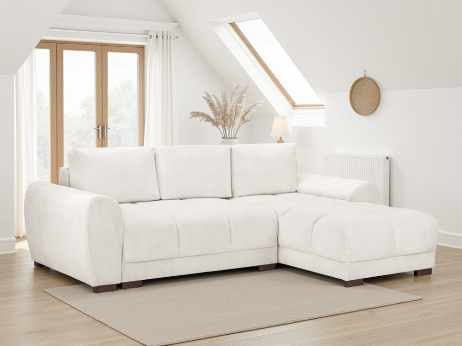 Amersham Cream Velvet Universal Corner Sofa Bed