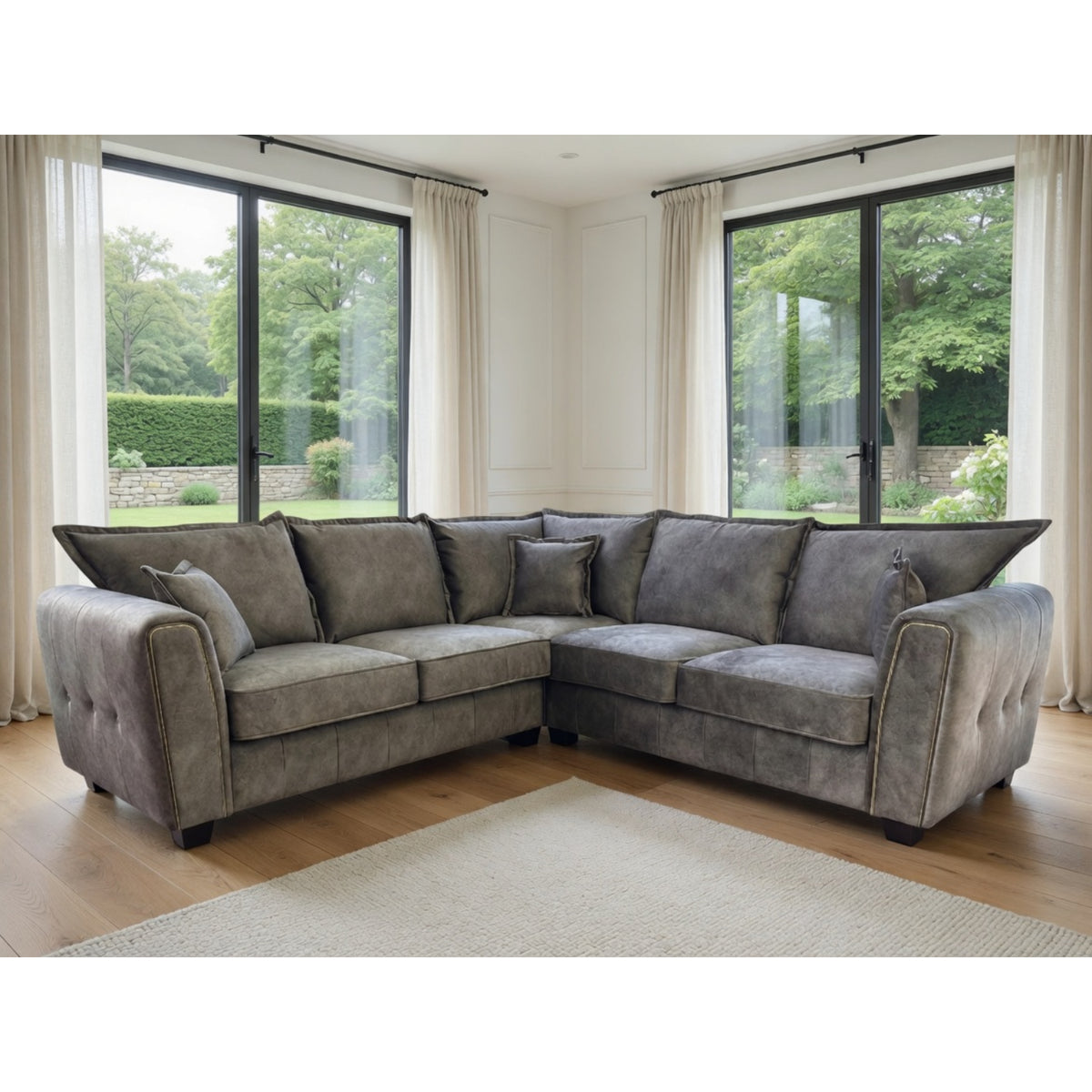 Serena Large Corner Sofa In Brown