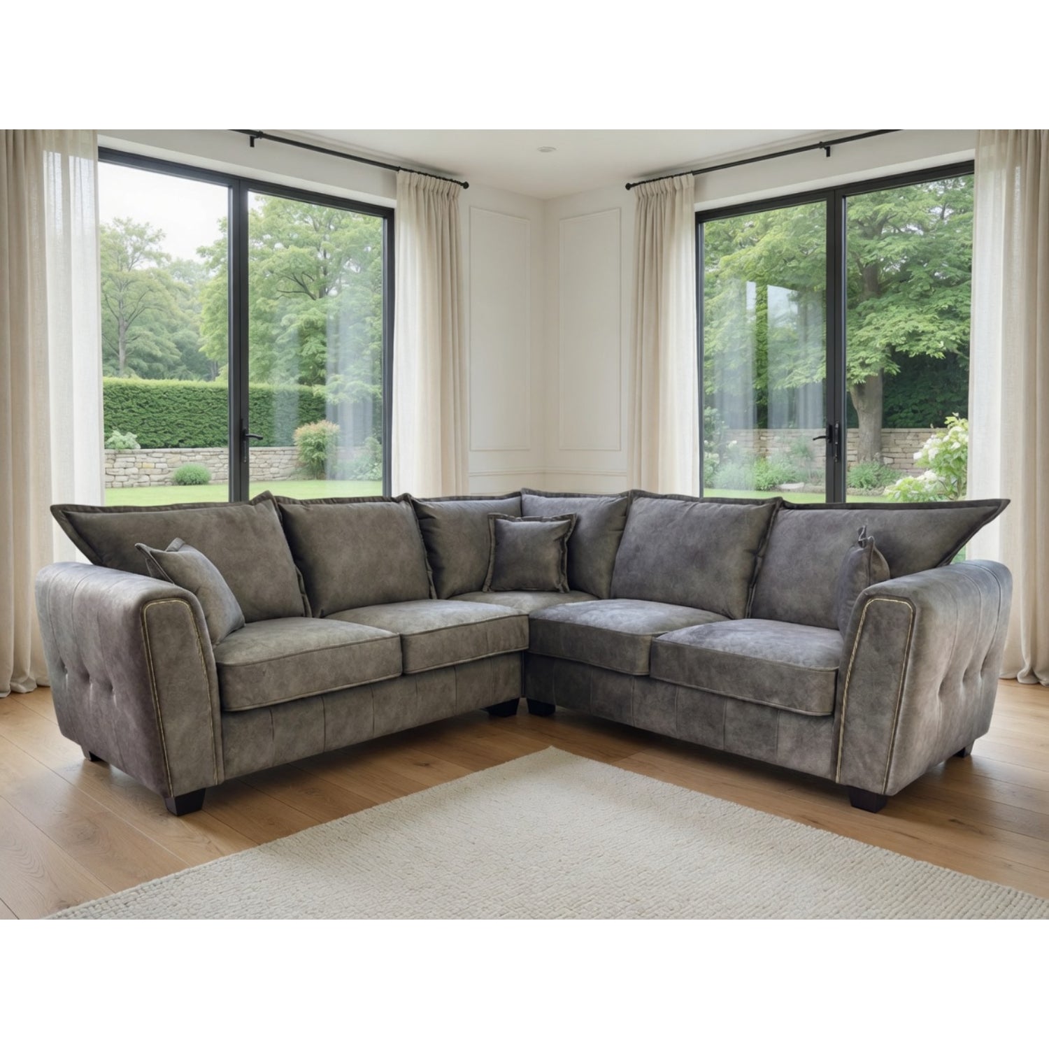 Serena Large Corner Sofa In Brown