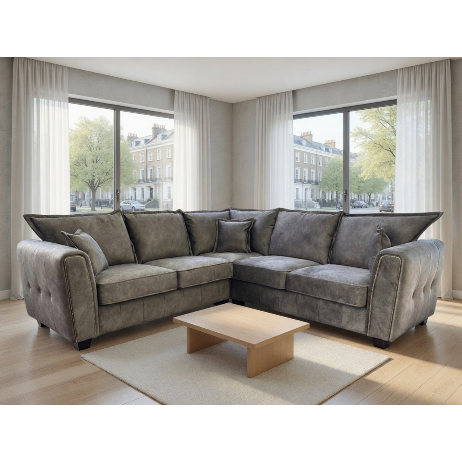 Serena Large Corner Sofa In Brown
