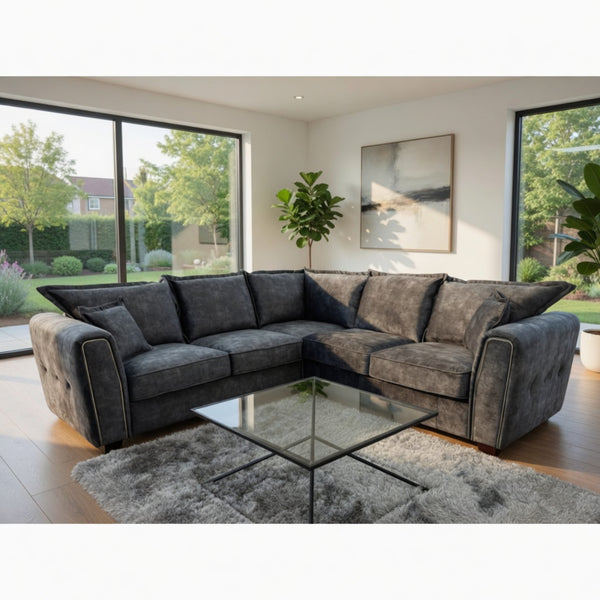 Serena Large Corner Sofa in Black