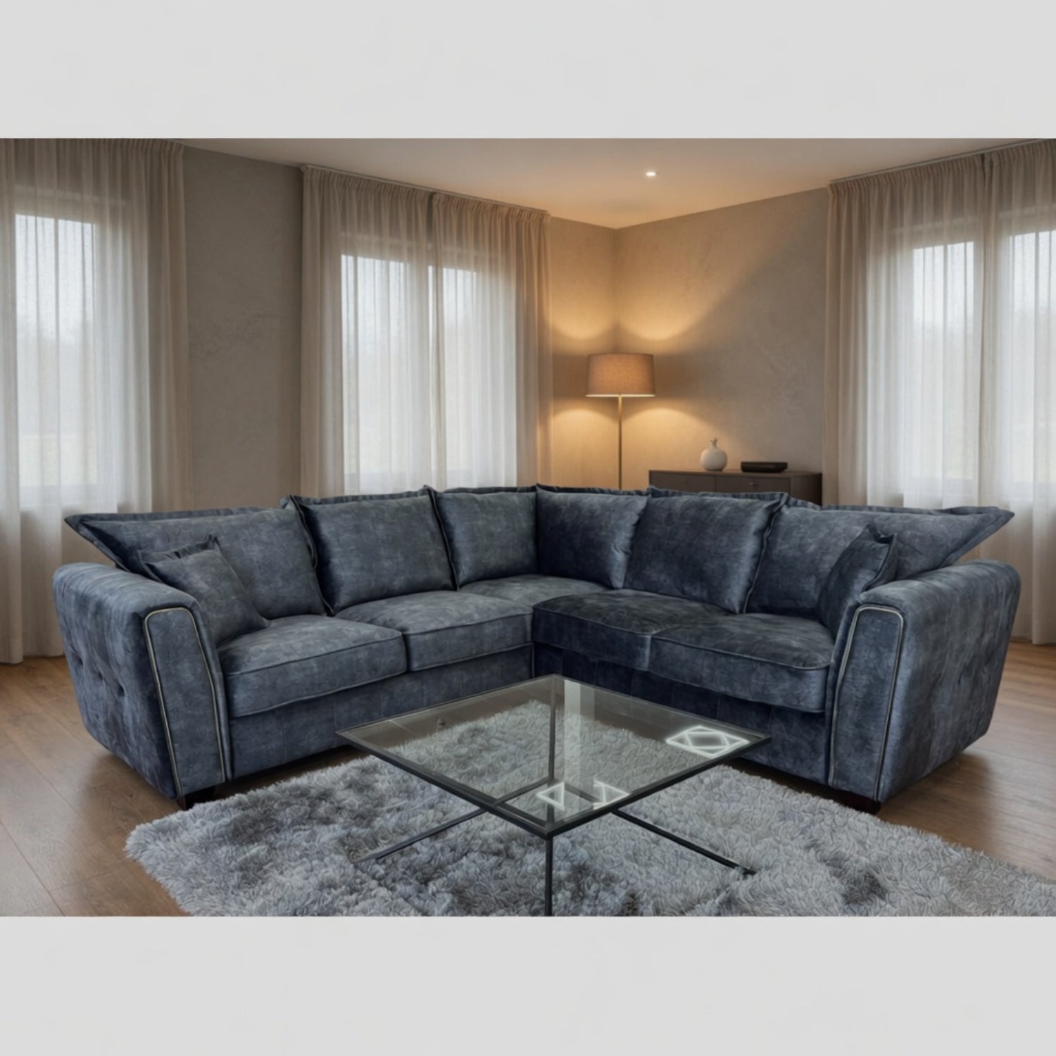 Serena Large Corner Sofa in Black