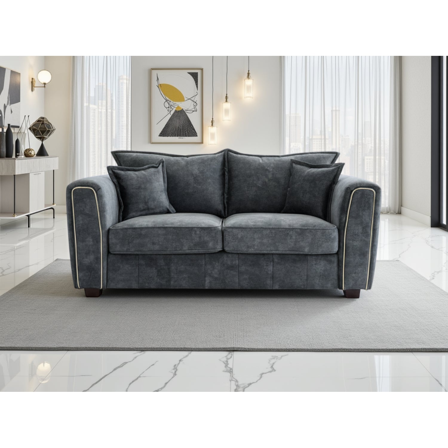 Serena 2 Seater Sofa in  Black