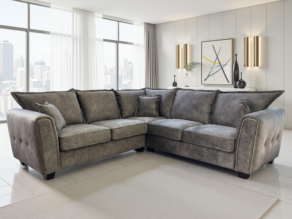 Serena Large Corner Sofa In Brown