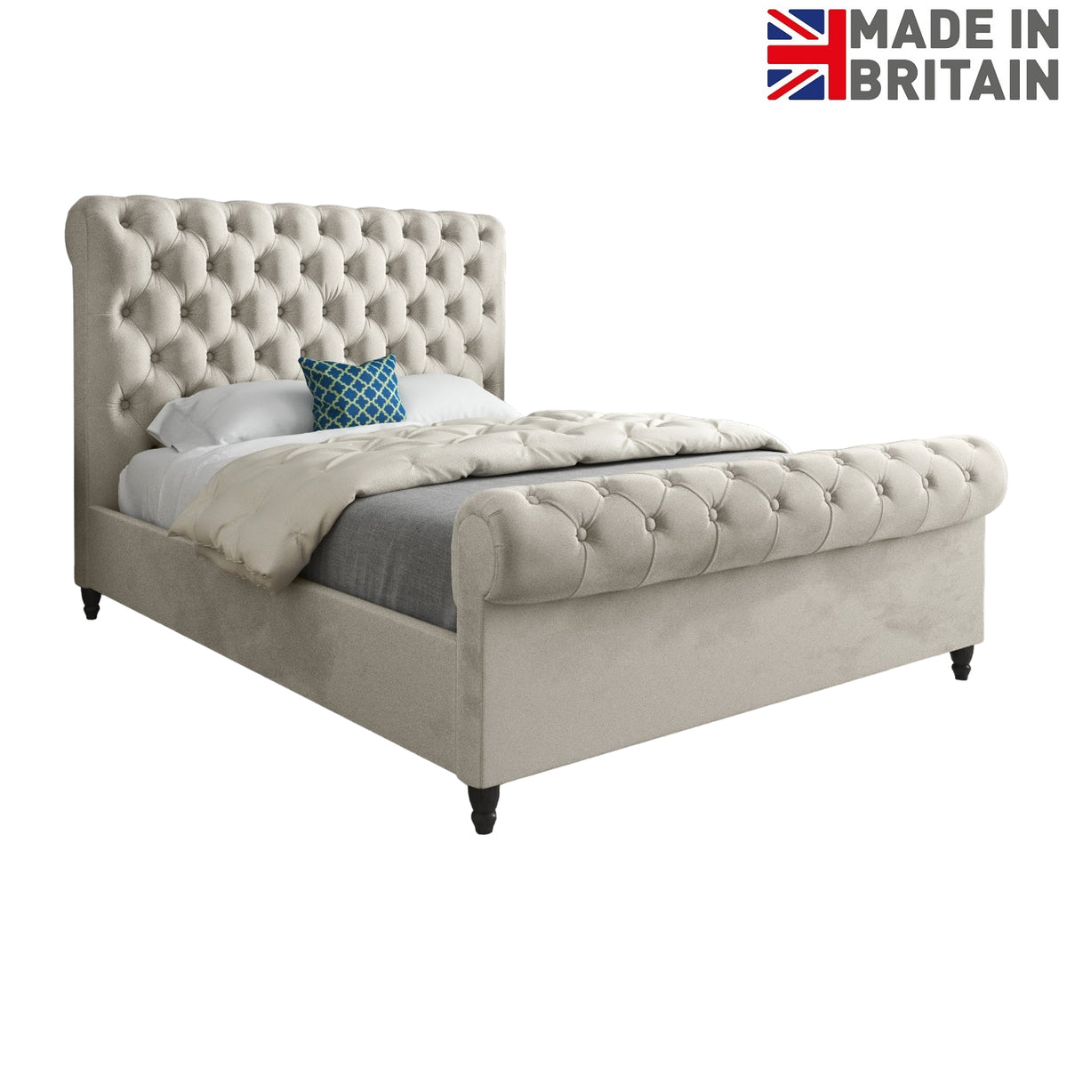 Venezia Sleigh Upholstered Soft Velvet Designer Bed Frame