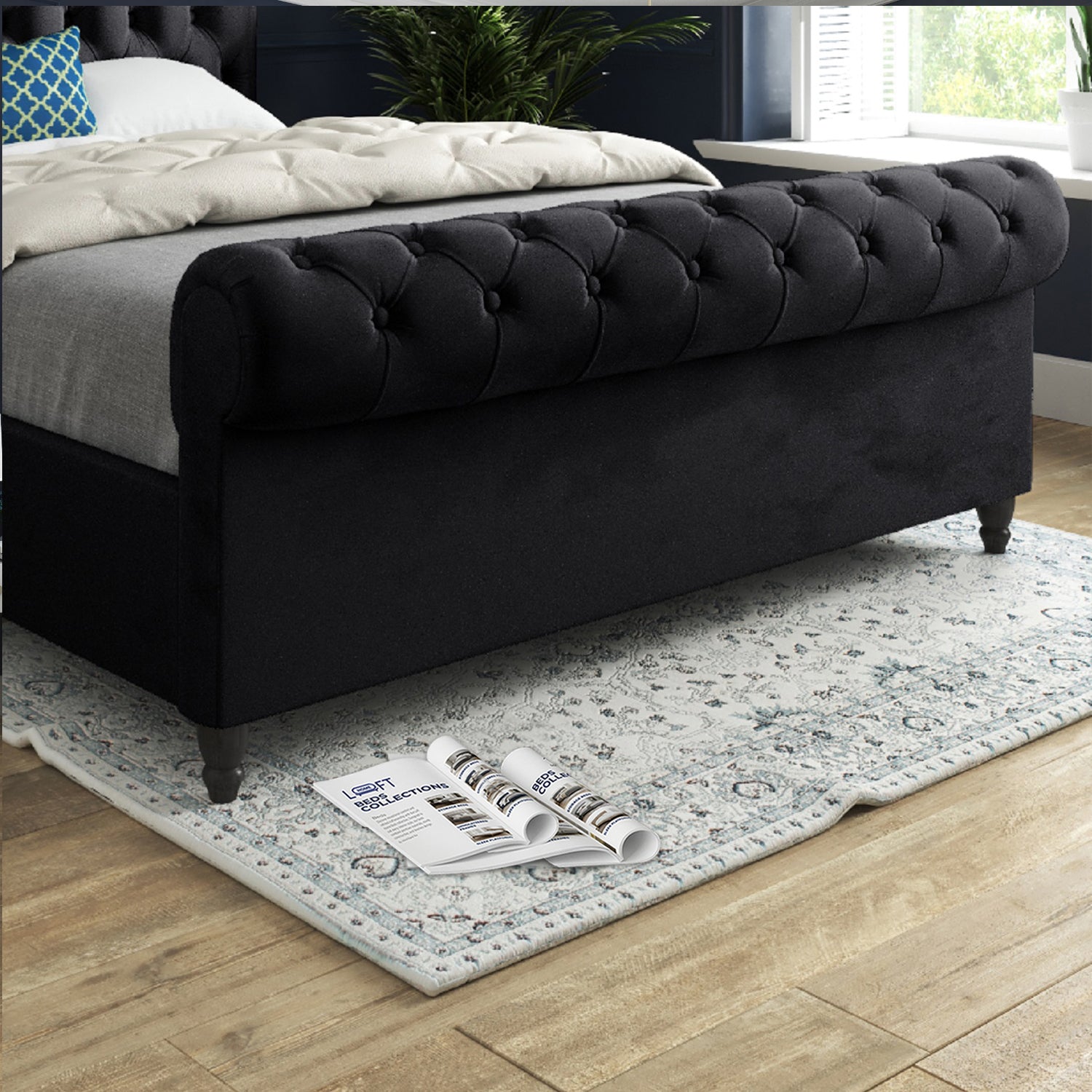 Venezia Sleigh Upholstered Soft Velvet Designer Bed Frame