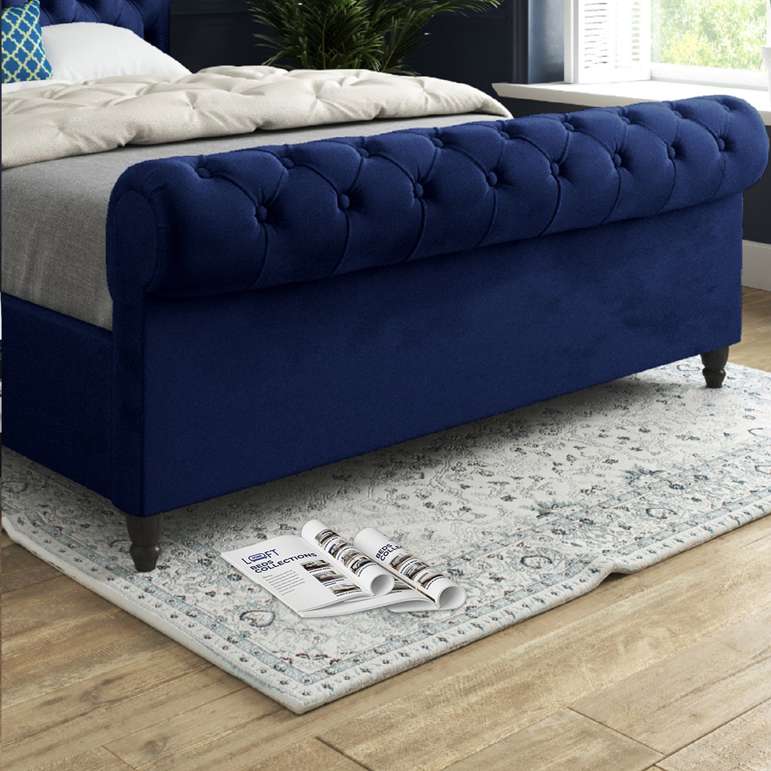 Venezia Sleigh Upholstered Soft Velvet Designer Bed Frame