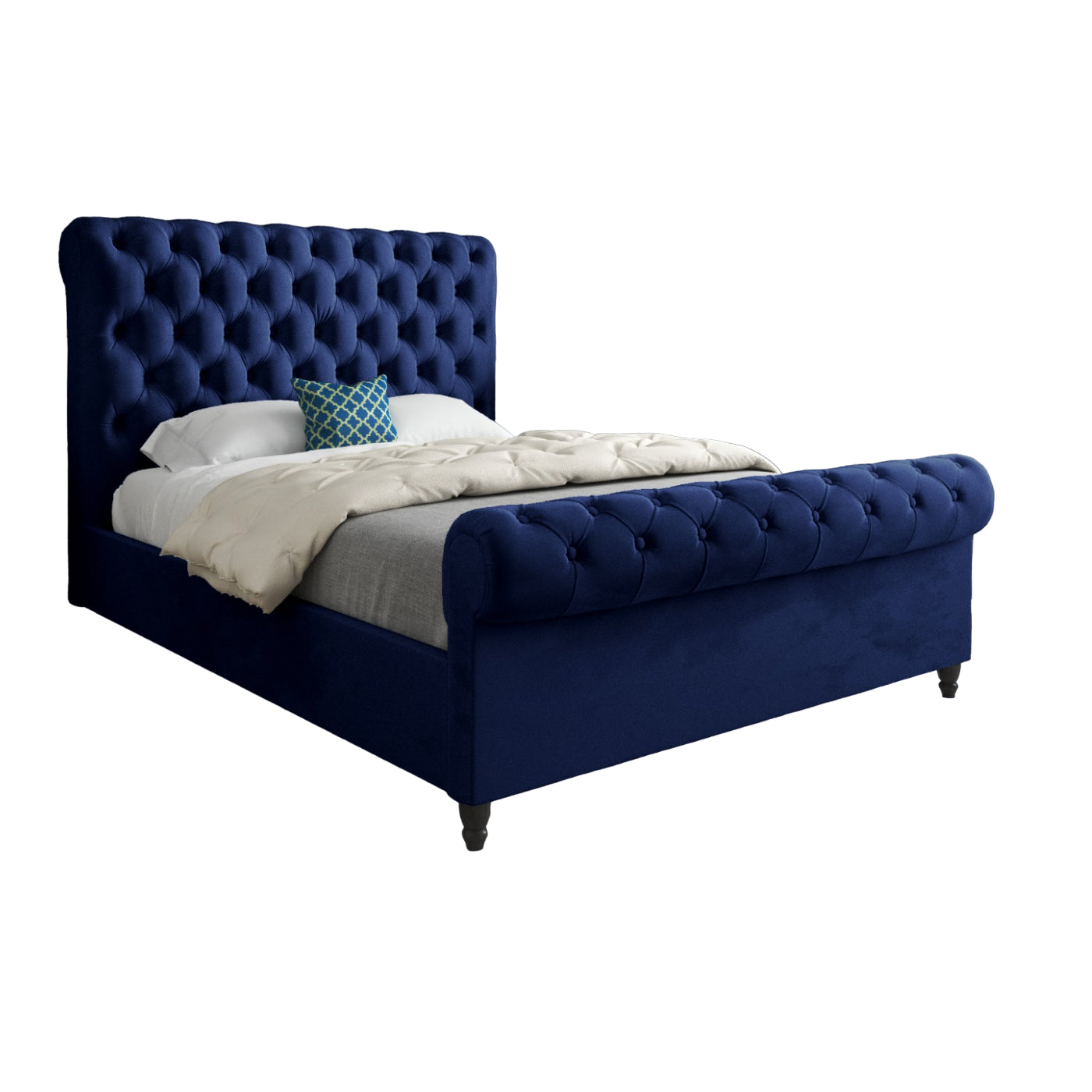 Venezia Sleigh Upholstered Soft Velvet Designer Bed Frame
