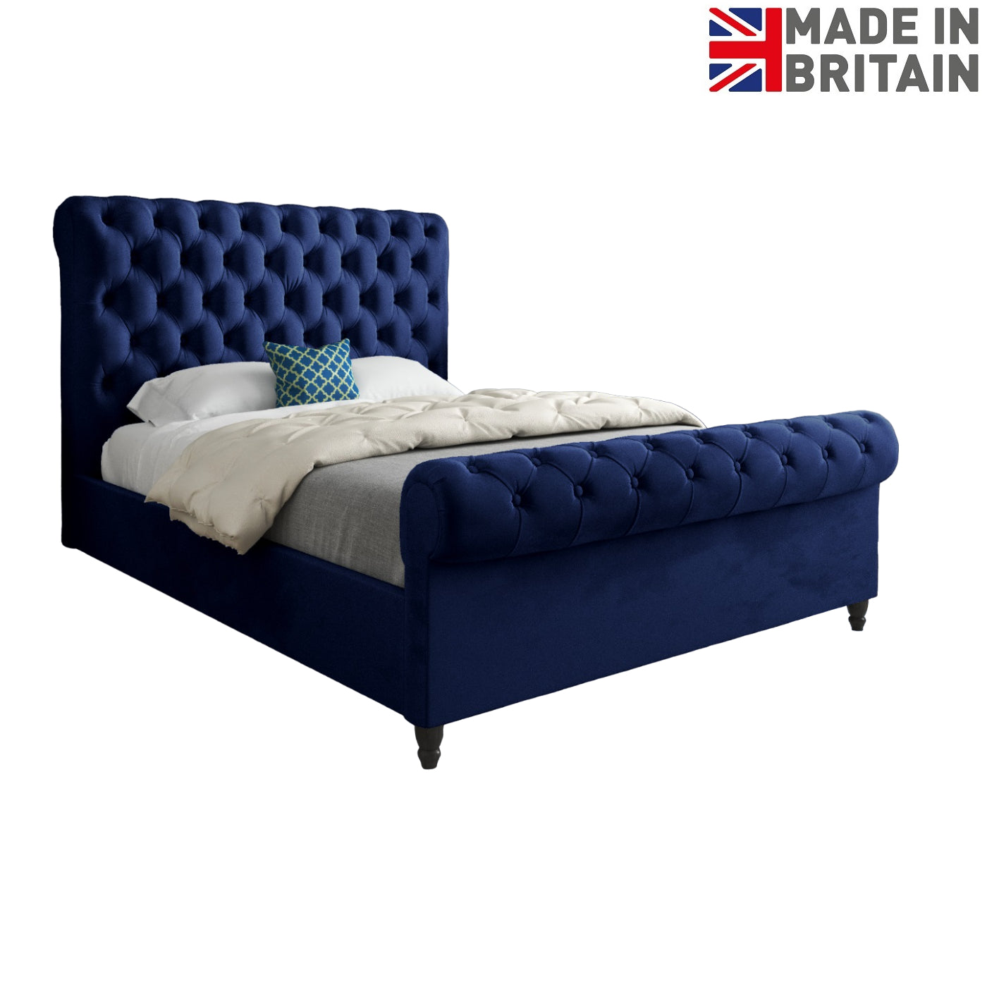 Venezia Sleigh Upholstered Soft Velvet Designer Bed Frame