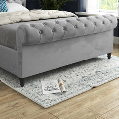 Sienna Sleigh Upholstered Soft Velvet Bed Frame