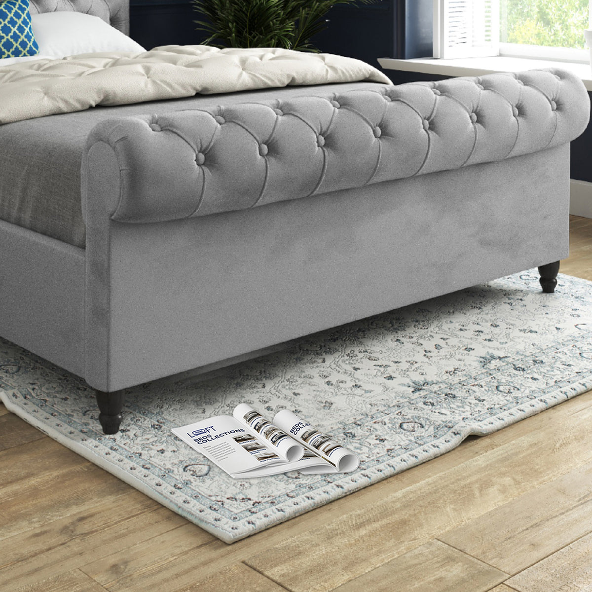 Venezia Sleigh Upholstered Soft Velvet Designer Bed Frame