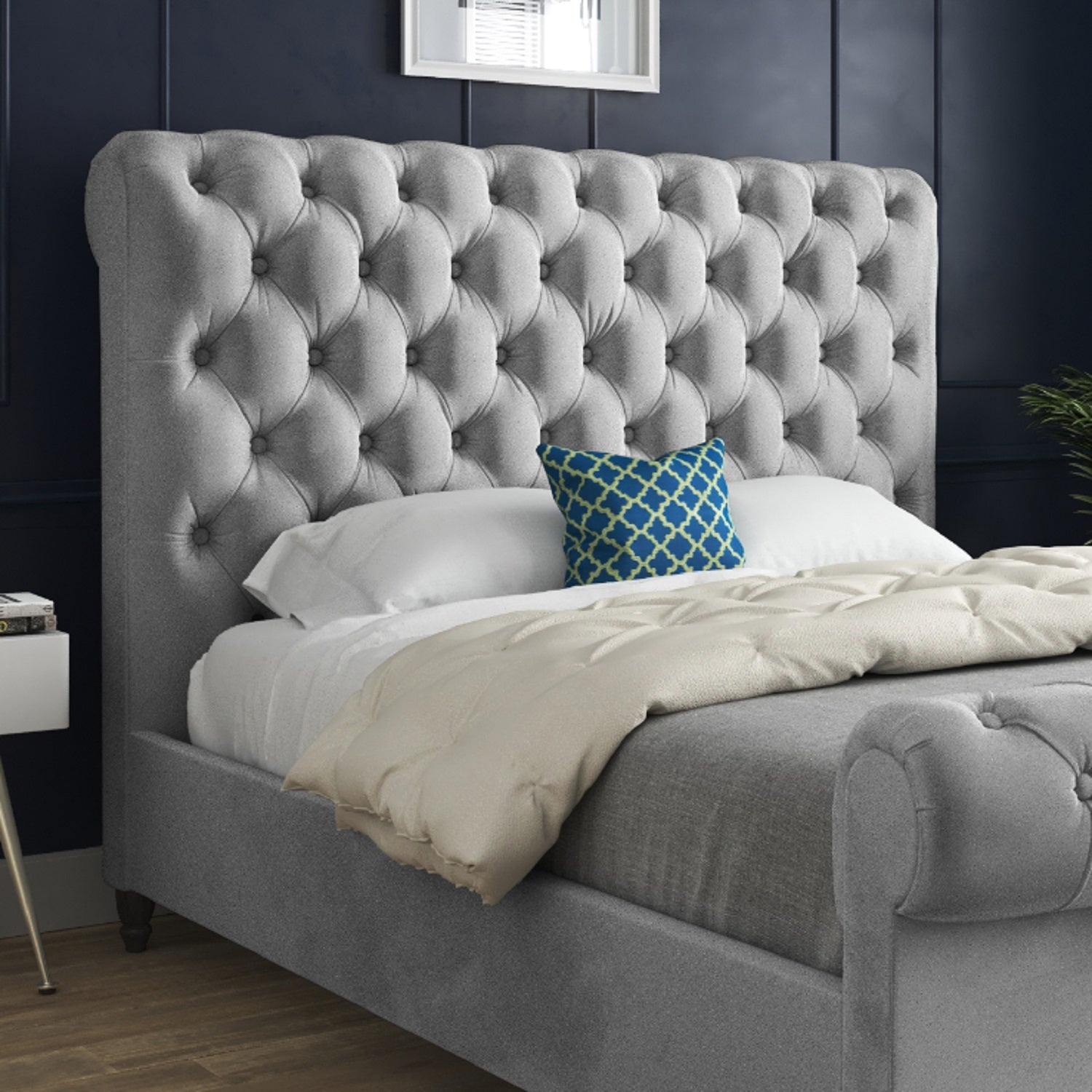 Venezia Sleigh Upholstered Soft Velvet Designer Bed Frame