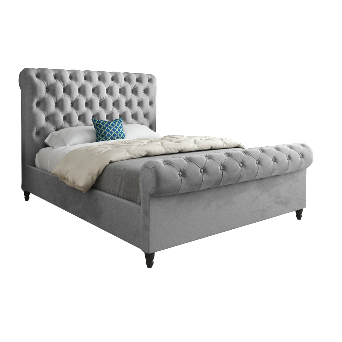 Venezia Sleigh Upholstered Soft Velvet Designer Bed Frame