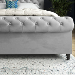 Sienna Sleigh Upholstered Soft Velvet Bed Frame