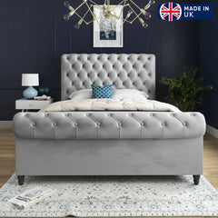 Sienna Sleigh Upholstered Soft Velvet Bed Frame