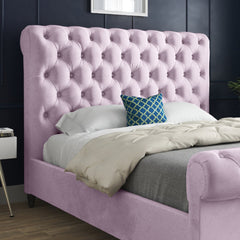 Sienna Sleigh Upholstered Soft Velvet Bed Frame