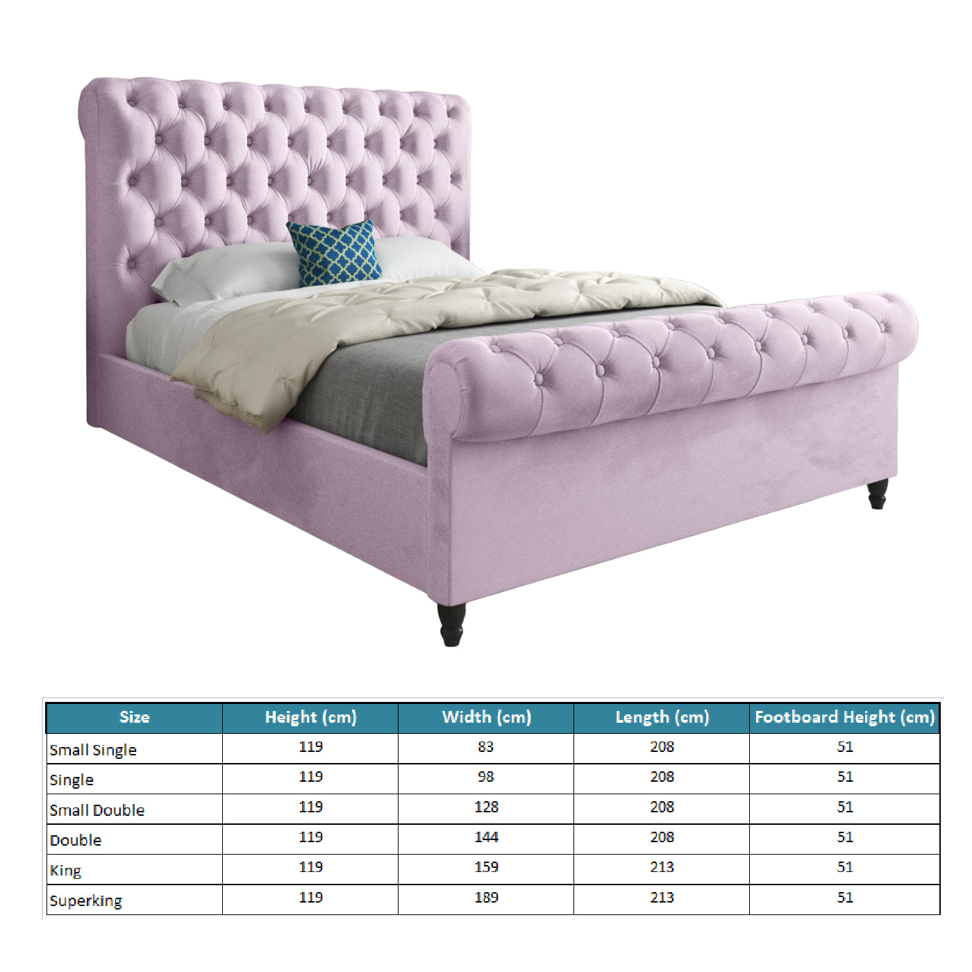 Venezia Sleigh Upholstered Soft Velvet Designer Bed Frame