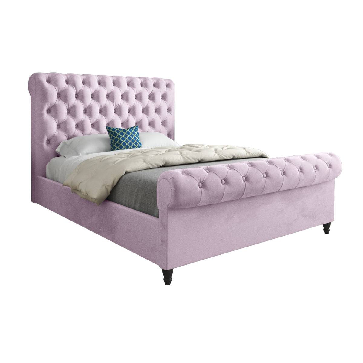 Venezia Sleigh Upholstered Soft Velvet Designer Bed Frame