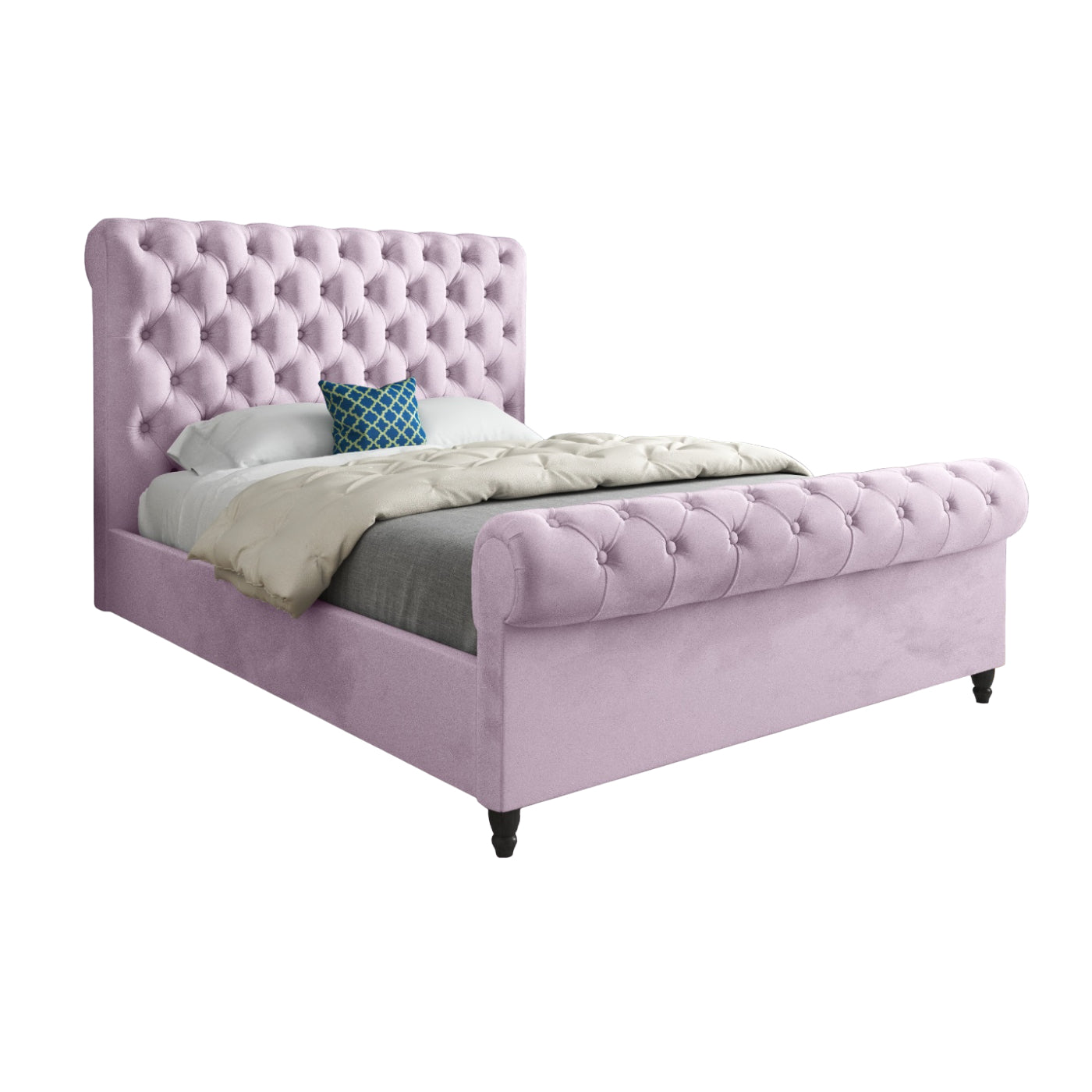 Venezia Sleigh Upholstered Soft Velvet Designer Bed Frame
