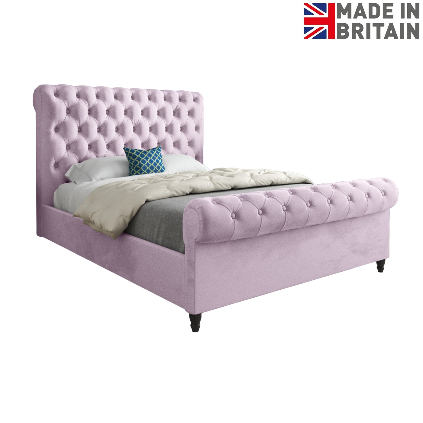 Venezia Sleigh Upholstered Soft Velvet Designer Bed Frame