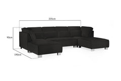 Sloane Sofa Black U Shape Corner