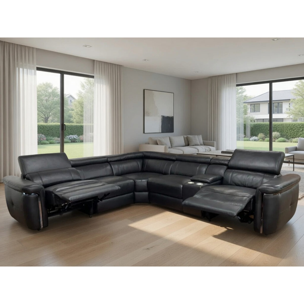 Somerville Electric Recliner Sofa Large Corner in Black