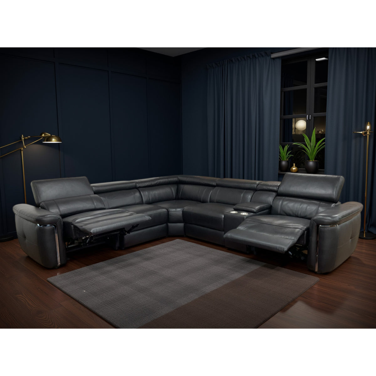 Somerville Electric Recliner Sofa Large Corner in Black