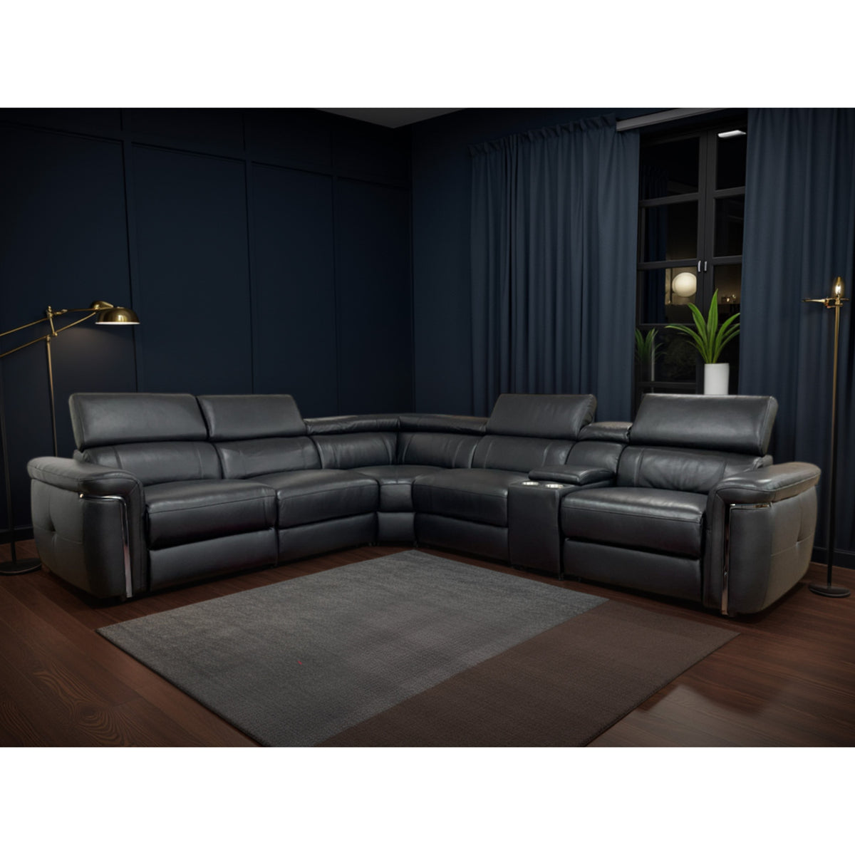 Somerville Electric Recliner Sofa Large Corner in Black