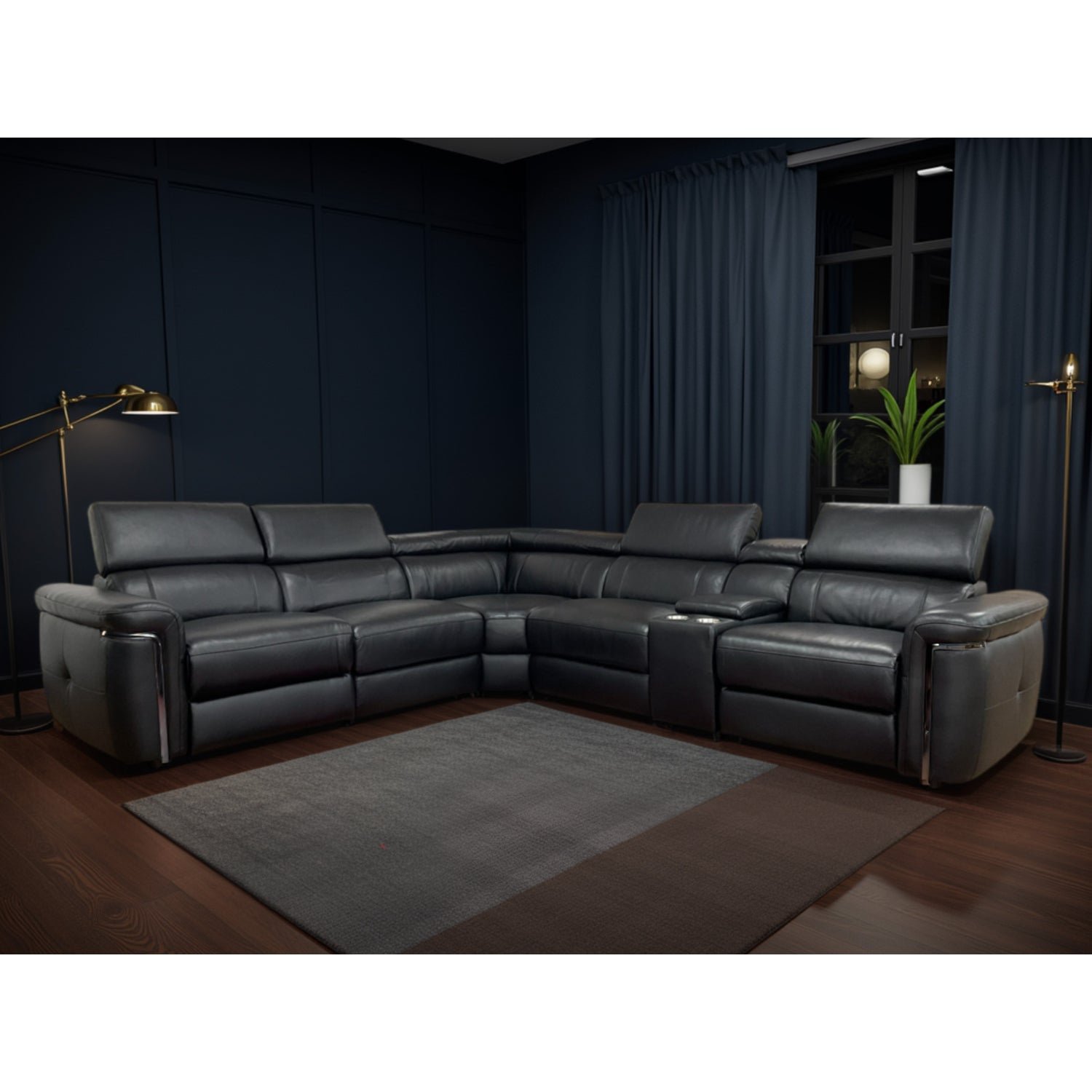Somerville Electric Recliner Sofa Large Corner in Black