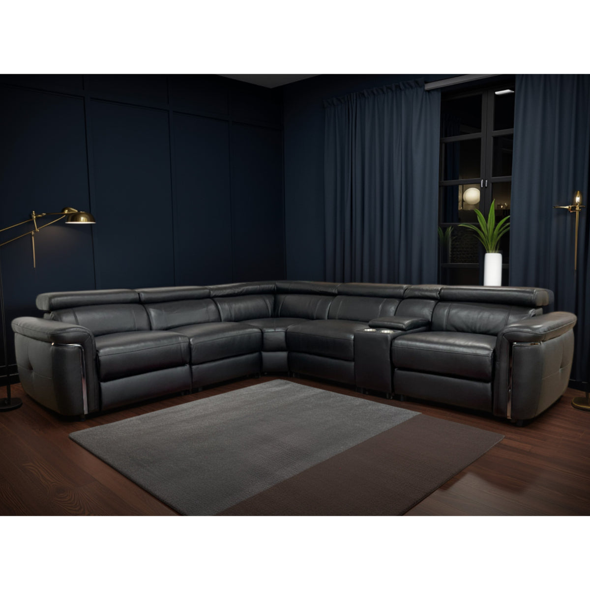 Somerville Electric Recliner Sofa Large Corner in Black