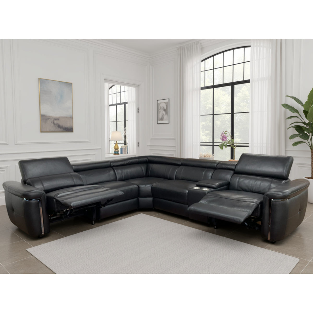 Somerville Electric Recliner Sofa Large Corner in Black