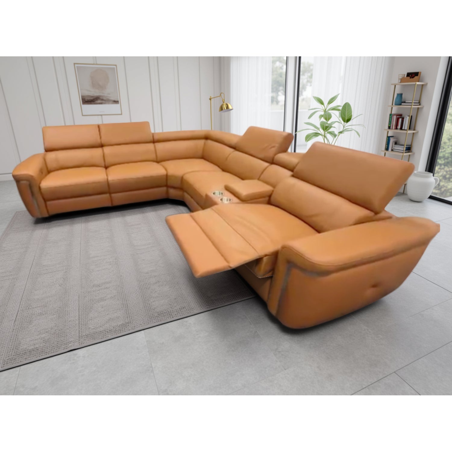 Somerville Electric Recliner Sofa Large Corner in Tan