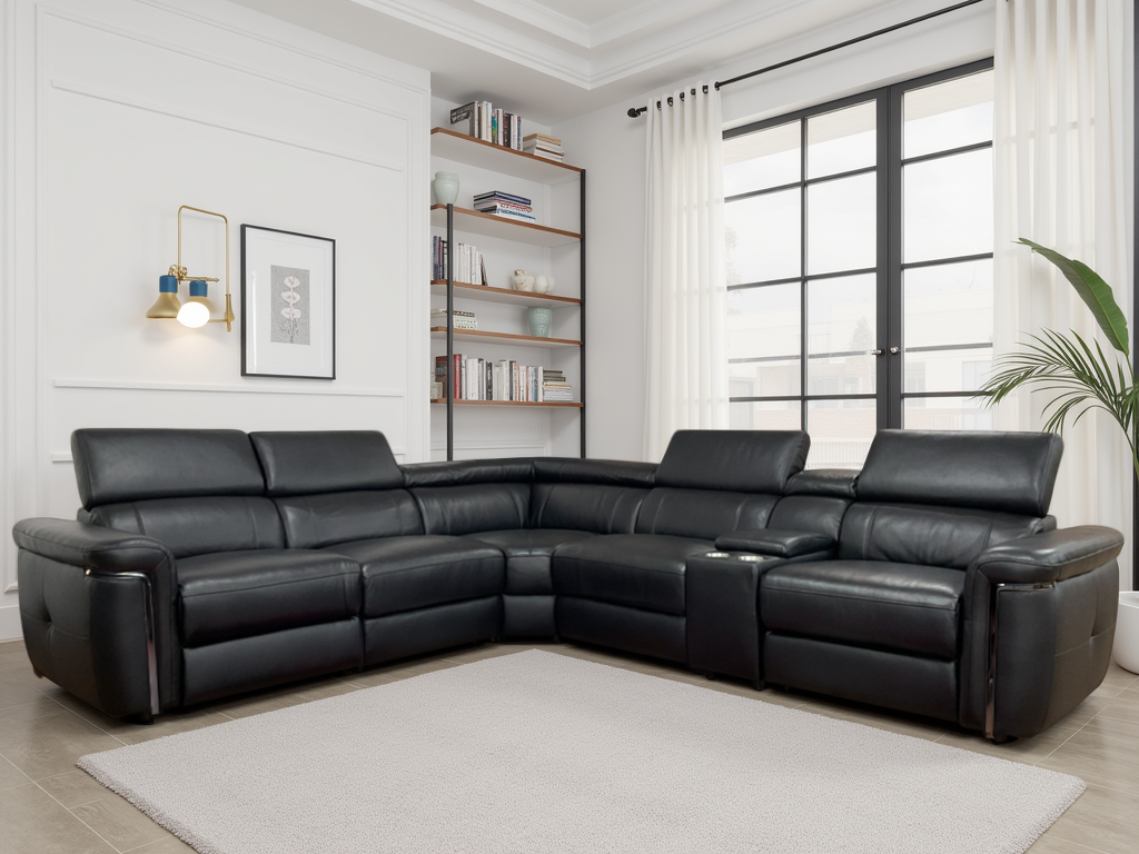 Mayfair Black Leather Modular Electric Recliner Large Corner Sofa – view 3