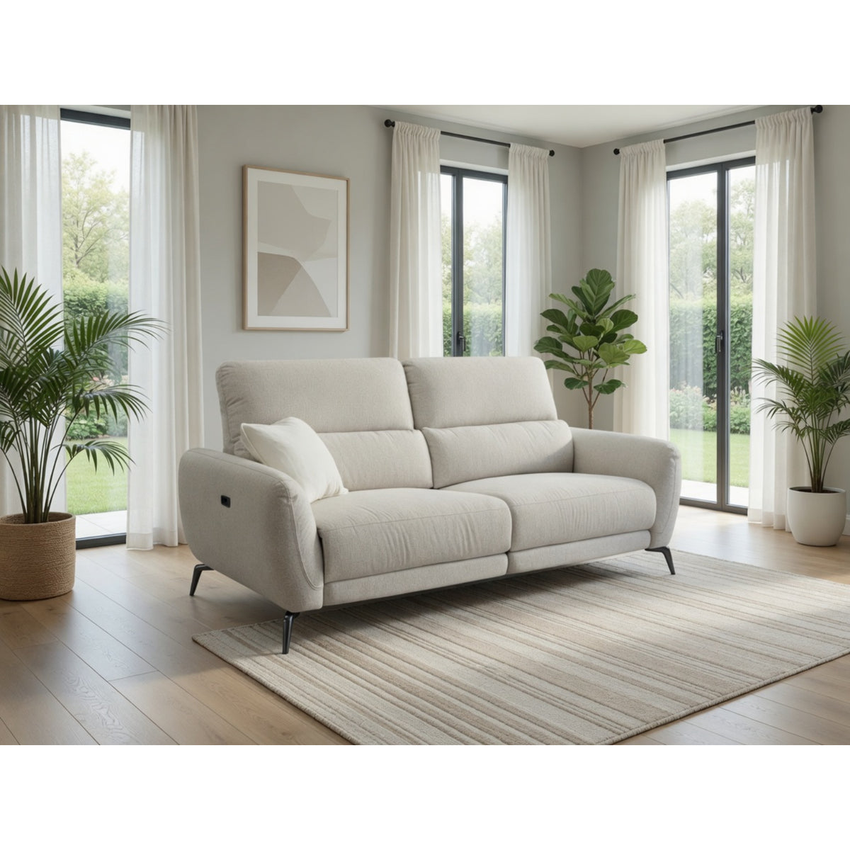 Sorrento Electric Recliner 3 Seater In Beige