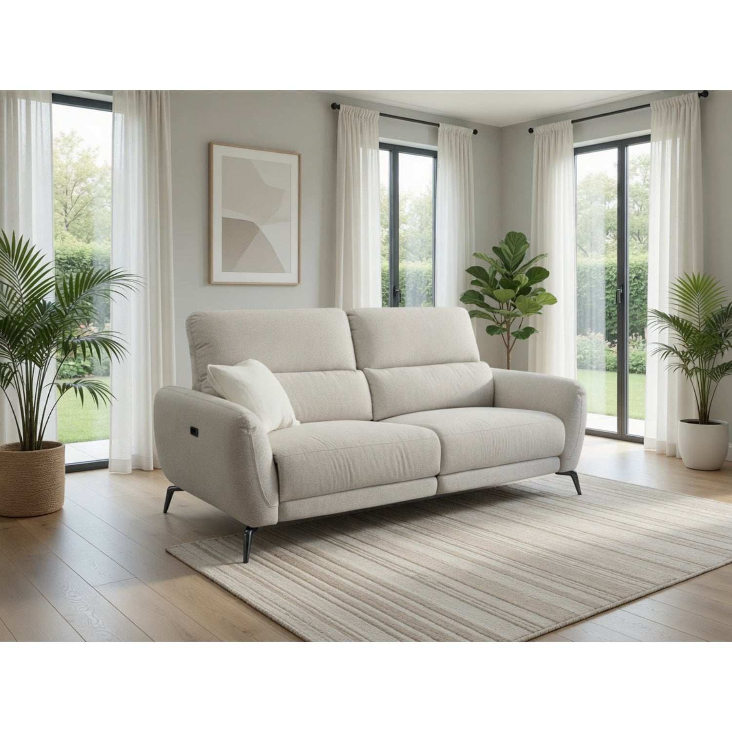 Sorrento Electric Recliner 3 Seater In Beige