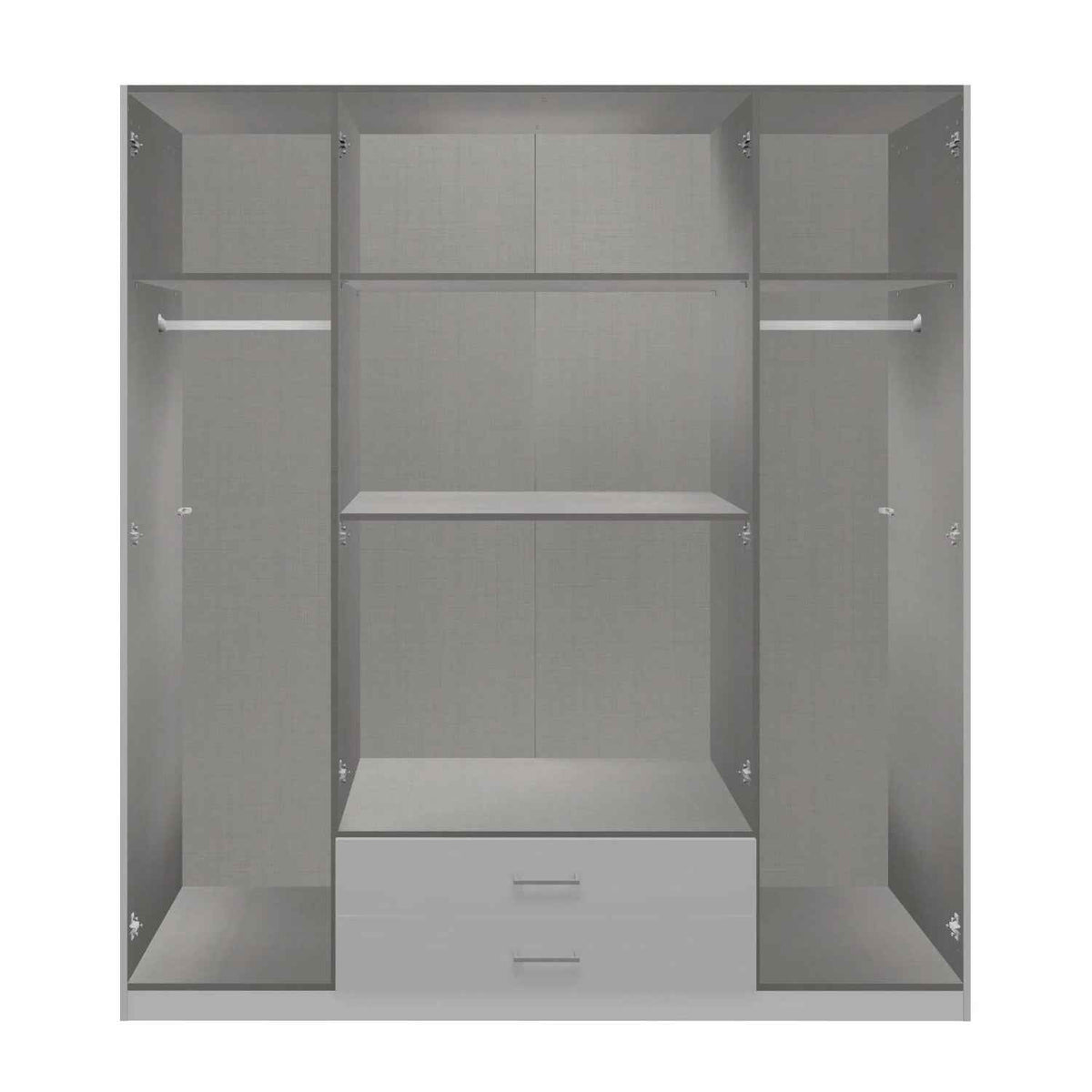 Fenwick 4 Door Wardrobe with 2 Drawers and Glass Centre Doors