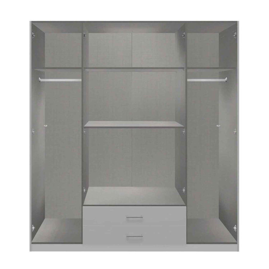 Fenwick 4 Door Wardrobe with 2 Drawers and Glass Centre Doors