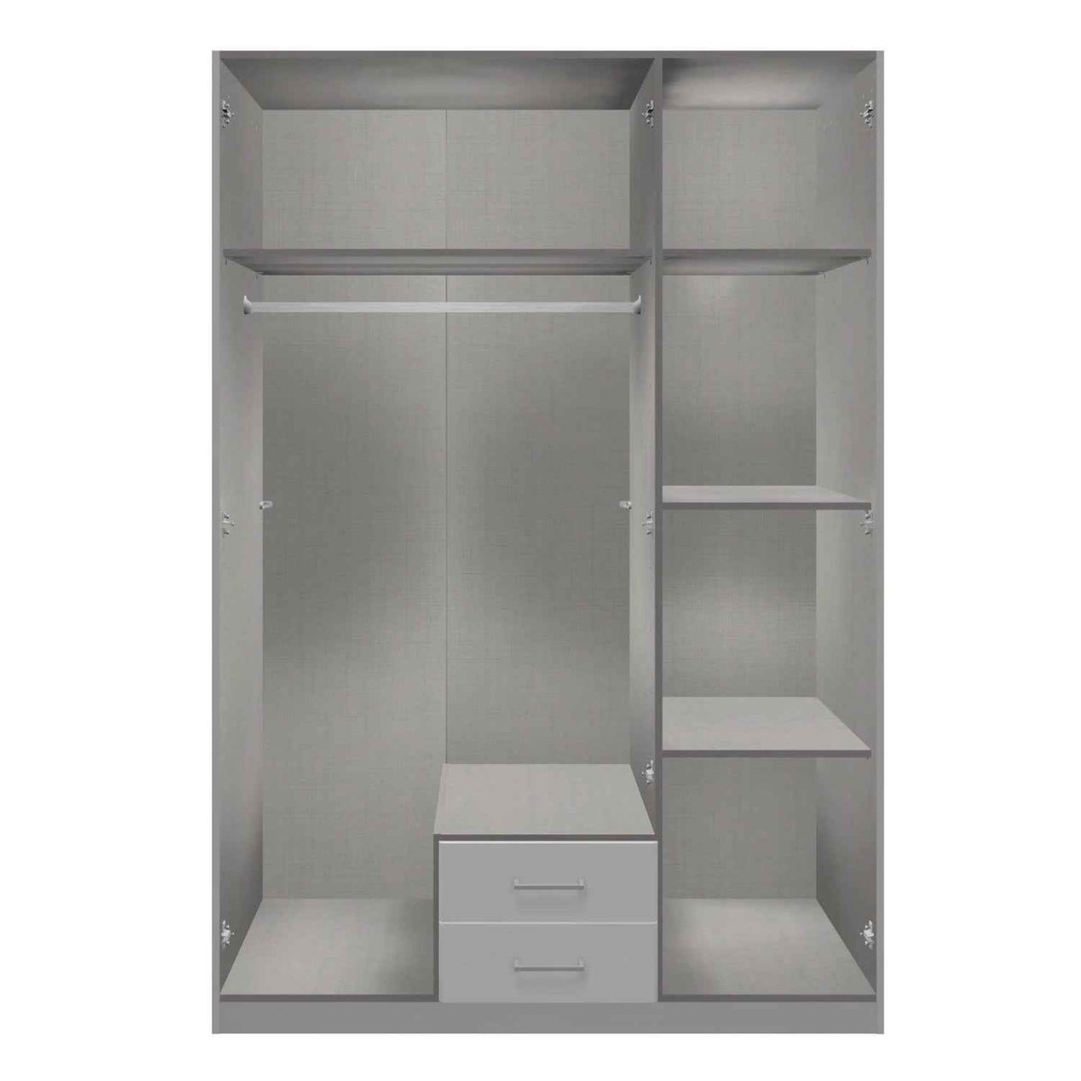 Fenwick 3 Door Wardrobe with 2 Drawers and Glass Centre Door