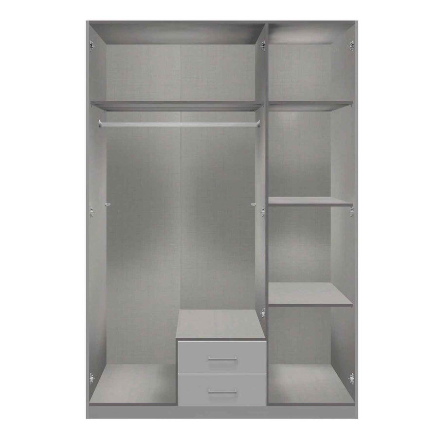 Fenwick 3 Door Wardrobe with 2 Drawers and Glass Centre Door
