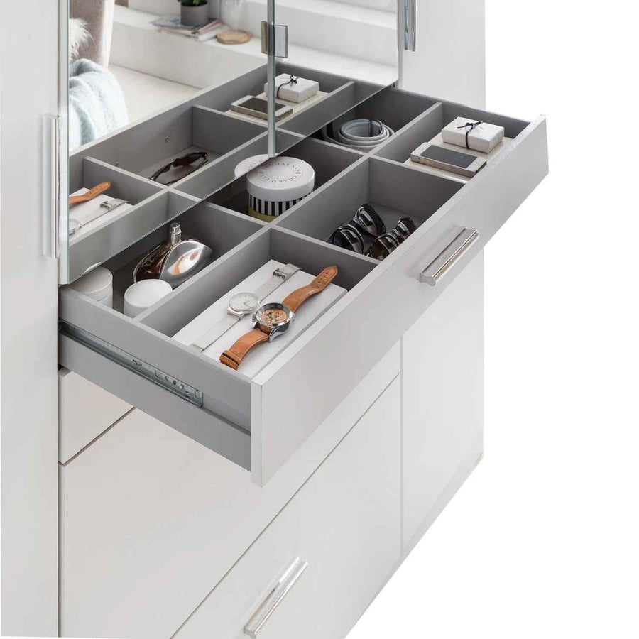 Ashford White 3 Door Wardrobe with Mirror and Drawers