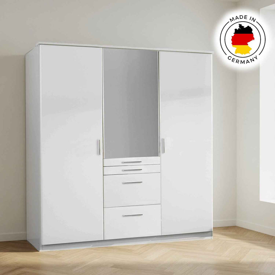 Ashford White 3 Door Wardrobe with Mirror and Drawers