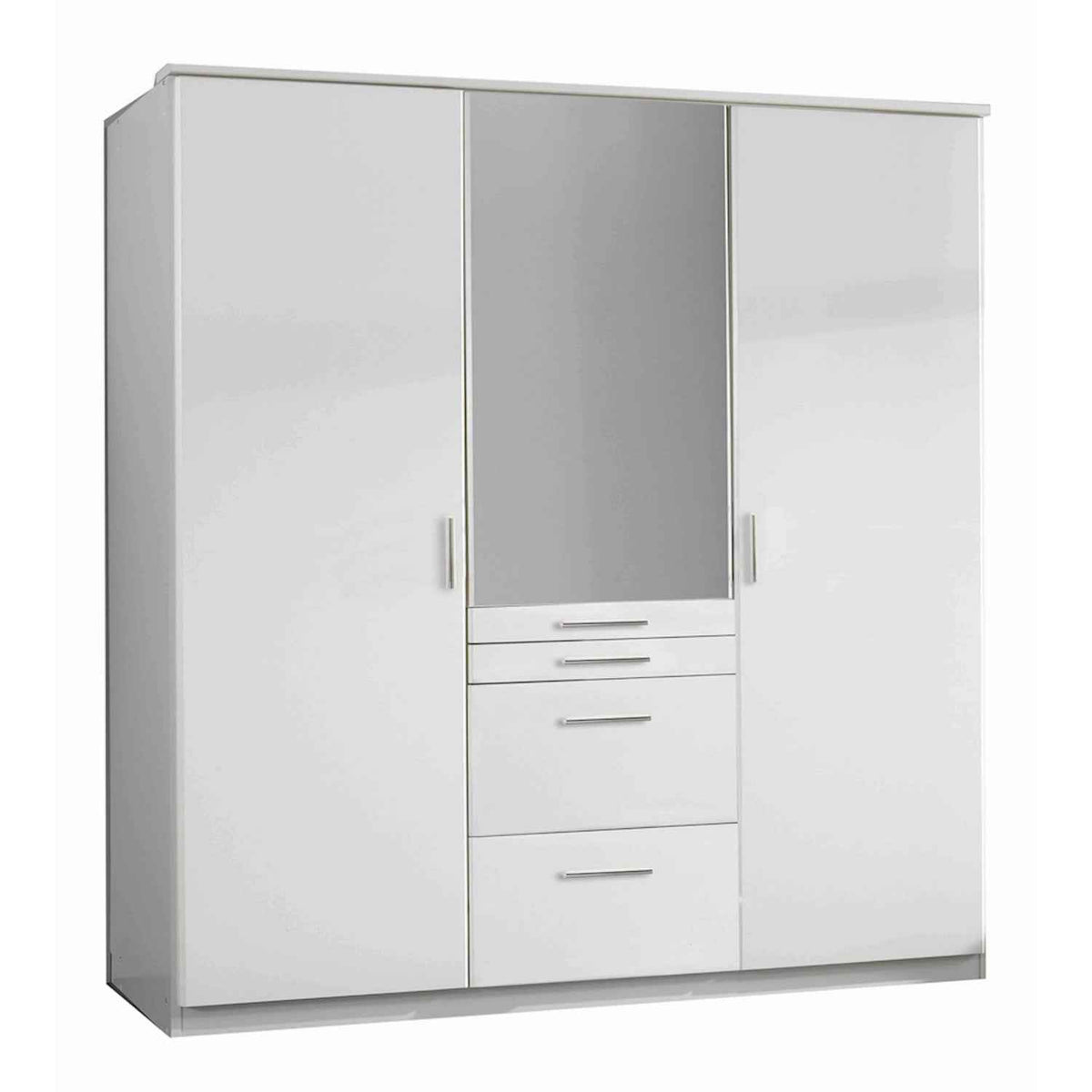 Ashford White 3 Door Wardrobe with Mirror and Drawers