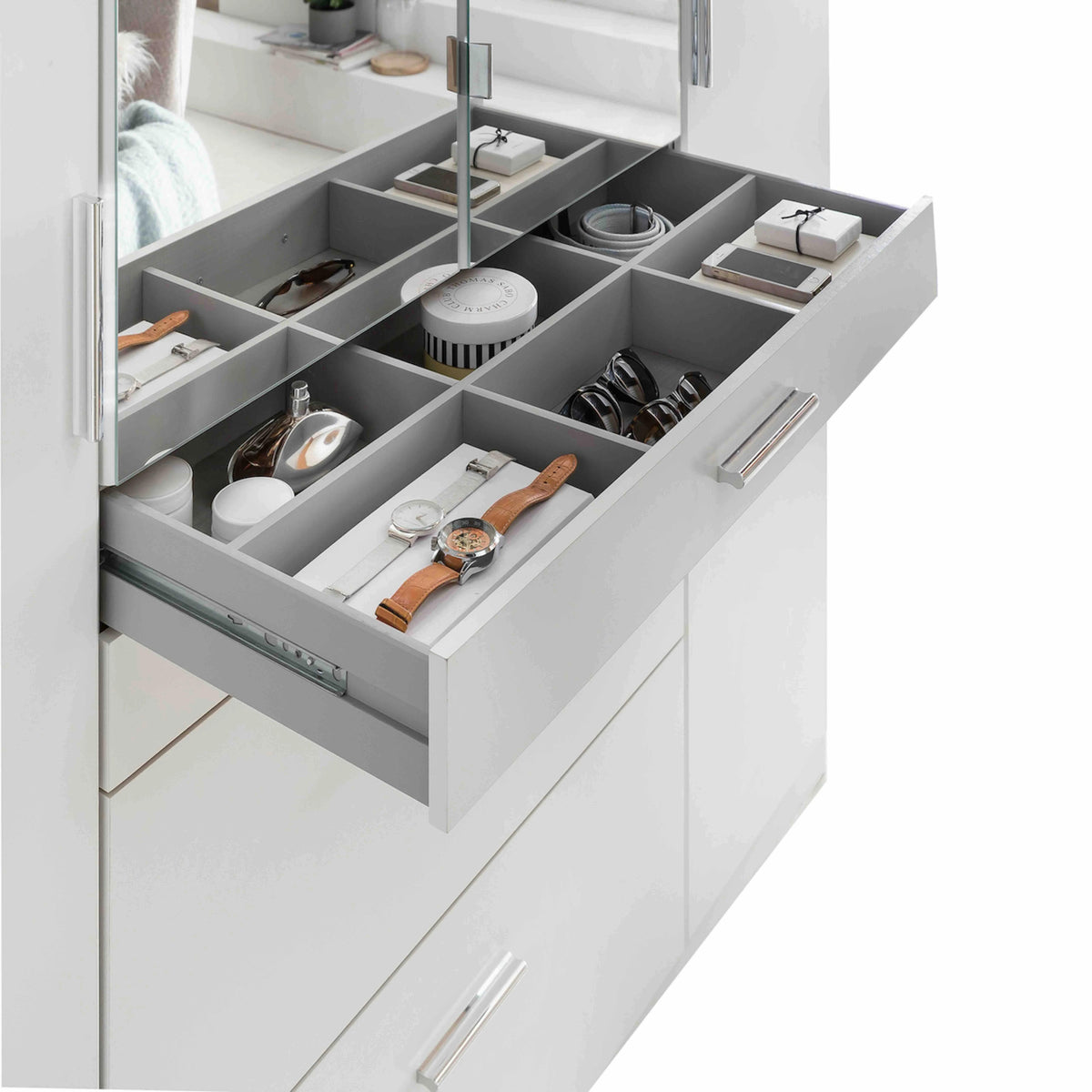 Ashford White 4 Door Wardrobe with Mirrors and Drawers - image 6