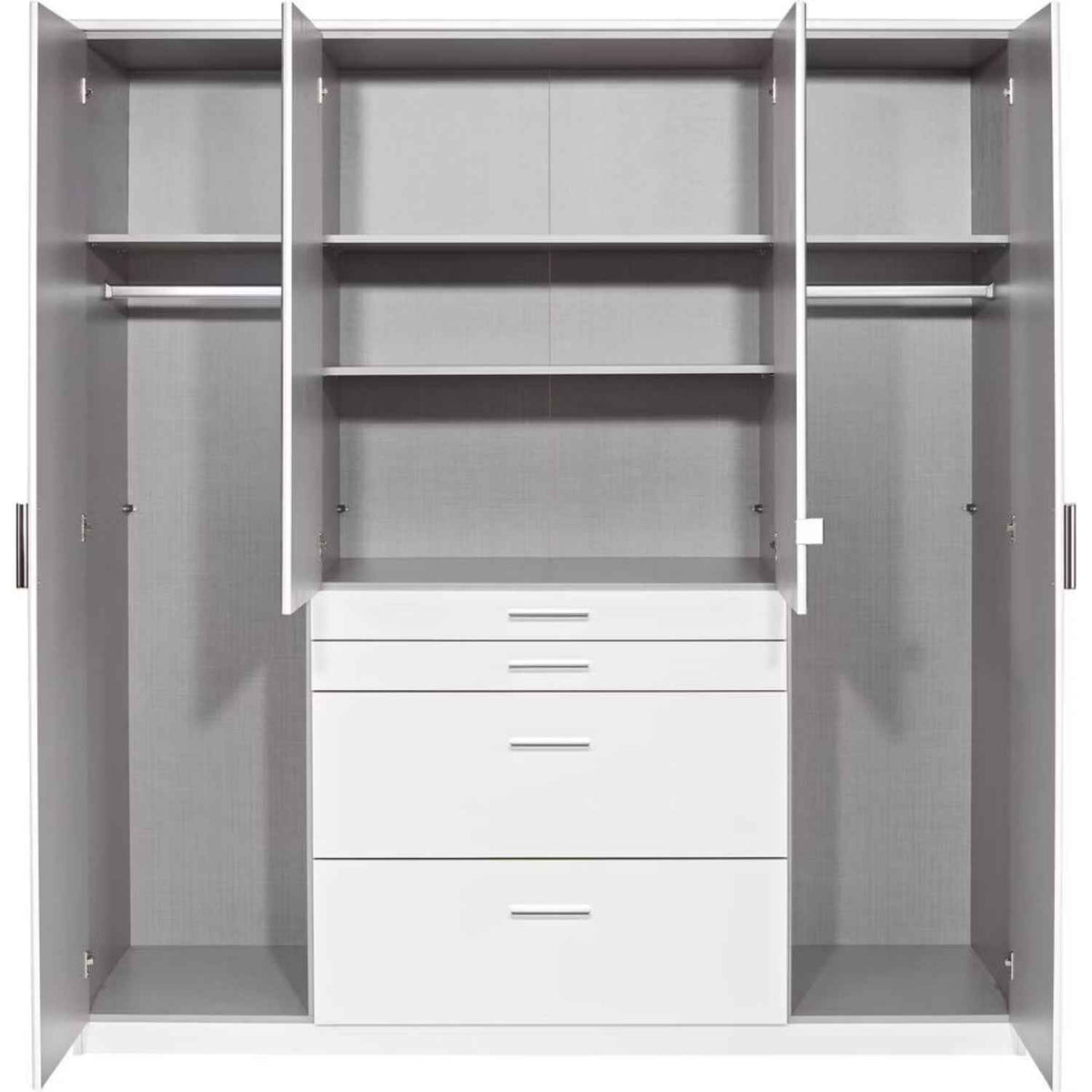 Ashford White 4 Door Wardrobe with Mirrors and Drawers
