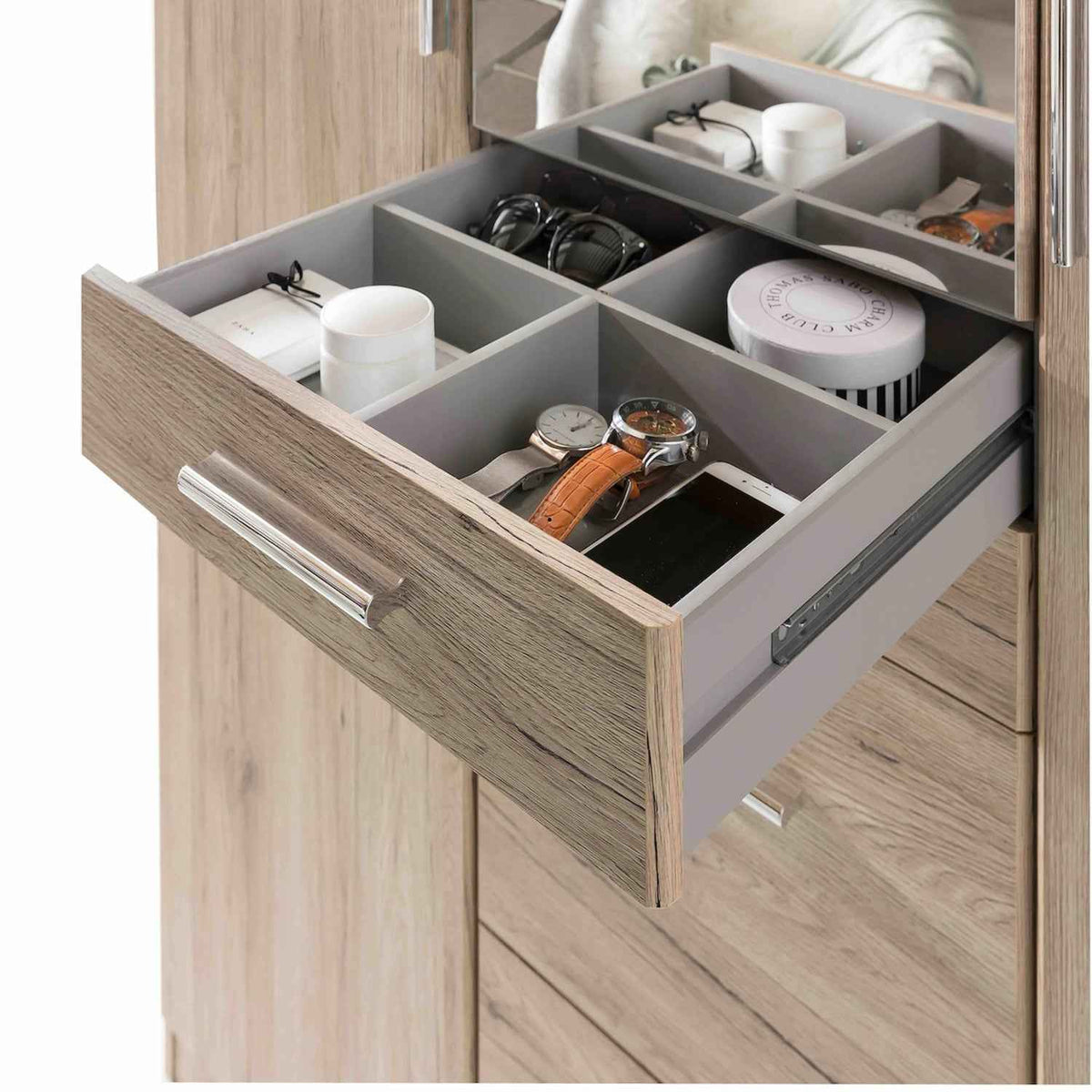 Ashford Sam Remo Oak 3 Door Wardrobe with Mirror and Drawers