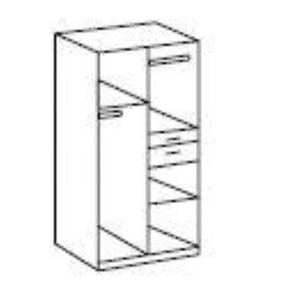 Harrogate Planked Oak 2 Door Mirrored Wardrobe with Drawers