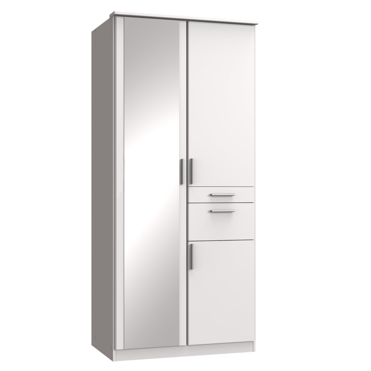 Harrogate White 2 Door Wardrobe with Mirror and Storage Drawers - image 3